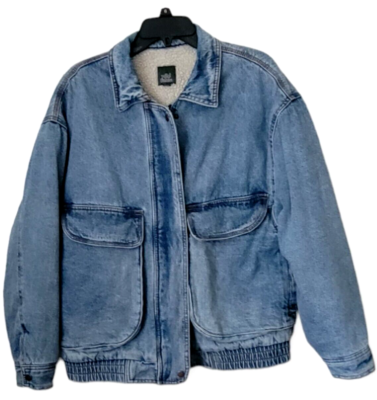 Wild Fable Woman Denim Faux Fur Jacket Light Blue Size M | eBay