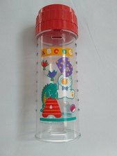 Vintage Playtex Baby Bottle Red Designs Cap And Ring No Nipple 1994