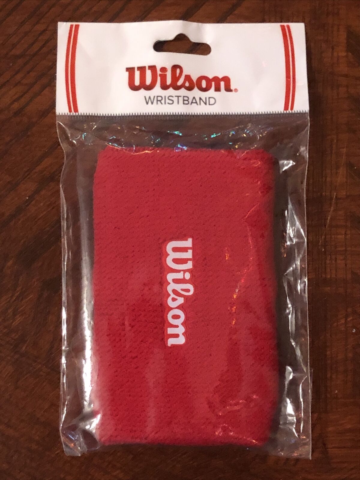 Wilson Wristband WRZ106500 Extra Long Wristbands Red Open Packag
