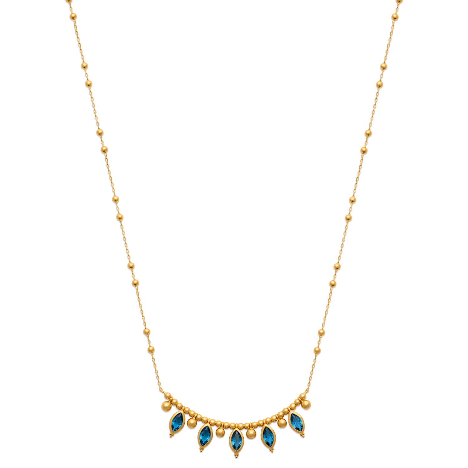 Collier pampilles boules et zirconium en plaqué or 750 le cadeau femme idéal