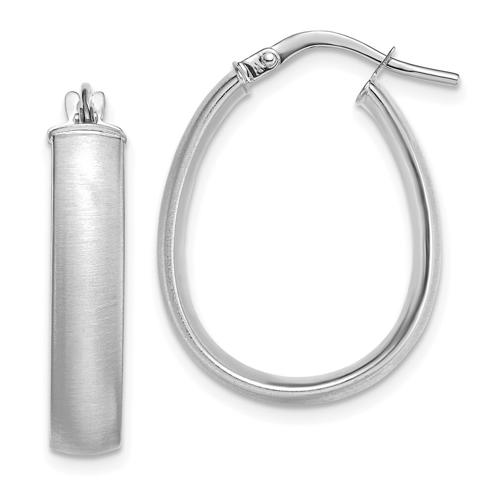 23mm 14K White Gold 4.85x18.5mm Satin Teardrop Hoop Earrings
