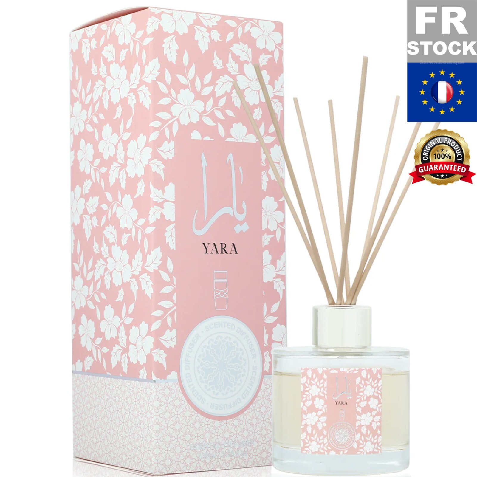 Diffuseur de parfum Yara 100mL aux essences de Grasse et flacon en verre