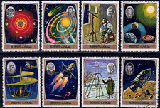 Ajman - Space - Von Braun - Copernicus - 8 Different-Used-1-Not Listed in Scott