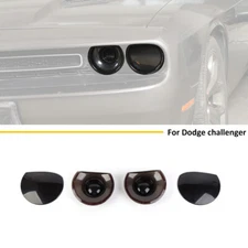 Smoked Black Front Headlight Lamp Decor Guard Cover Trim For Dodge Challenger15+