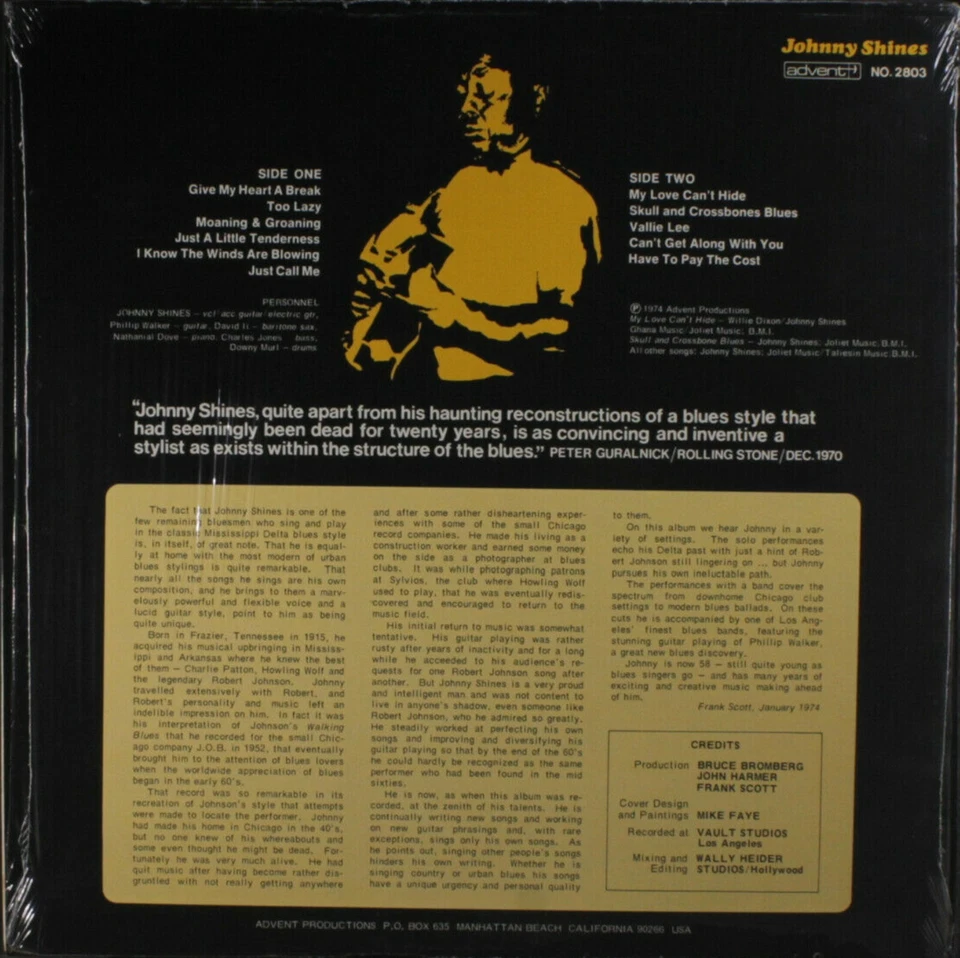 JOHNNY SHINES Advent Productions Sealed 180 Gram Vinyl LP - Image 2 of 2