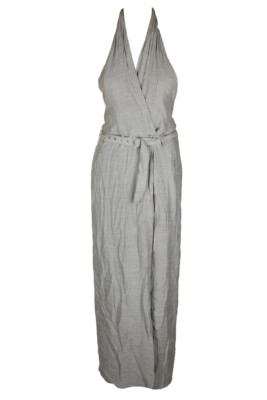 Max Studio London Light Grey Sleeveless Belted Wide-Leg Halter
