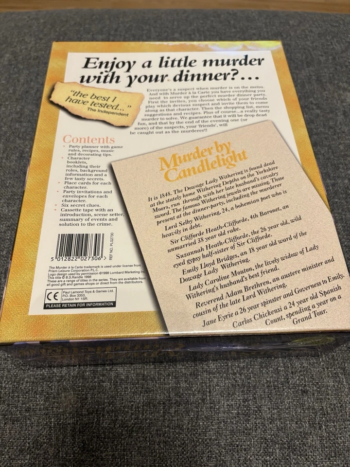 Murder A La Carte Game Murder by Candlelight 6-8 Players Party Mystery 1998 - Image 2 of 4