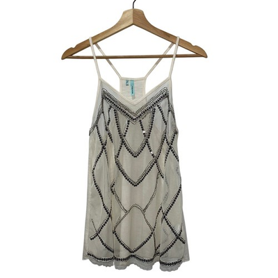 #ad Maurice’s Y2K Sheer Tank with sequin stitching Women’s Small $10.25