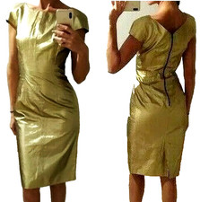 Dolce & Gabbana Rare Vintage Brocade Gold Sheath Pencil Italy Dress IT38