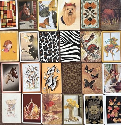 Single Swap Playing Cards LOT of 24 BROWN Themed Many Vintage Horse Dog Flower +