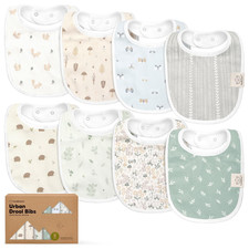 8pc Organic Baby Bibs - Soft Cotton Drooling Teething Bibs for Baby Girl Boy