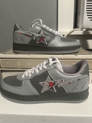 Bape x Kaws Skullasta Grey Bapesta 2005 US Mens Size 8