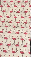Pink Flamingos on White 100 Cotton Fabric - 1 Yard - 36  x42  Piece