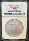 2007-W Burnished Silver American Eagle NGC MS 70 Early Releases