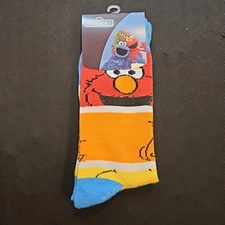 NWT Sesame Street Oscar, Big Bird, Cookie Monster Novelty Crew Socks Size 10-13