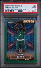 PSA 9 - JAYLEN BROWN #28 - TOPPS GREEN REFRACTOR - 2024 - BOSTON CELTICS - POP 1