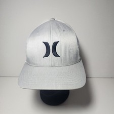 Hurley Men's Silver Baseball Cap Hat Flexfit Embroidered Icon Logo S/M Pre-owned