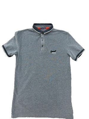 Superdry Premium City Polo Grey Small Short Sleeve Mens City Fit Pique