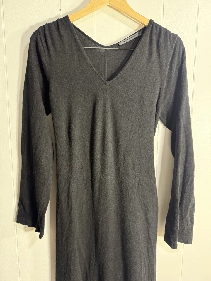 Jenni Kayne Women’s Xs Dress Black Long Sleeve Maxi Sweater Dress Wool Cashmere - Image 2 of 4