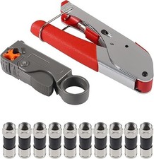 DIANN Coax Cable Crimper Coaxial Compression Tool Kit Wire Stripper with 10pcs F