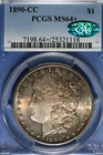 1890 CC CAC PCGS MS64+ CAC MORGAN SILVER DOLLAR #B51335