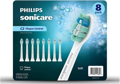 (8) Pack Philips Sonicare C2 Optimal Plaque Control Replacement Tooth Brush Head