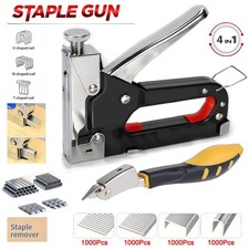 Staple Gun Heavy Duty Tacker Upholstery Woodworking + 4000 Staples Craft Tool 0.0035 per staple