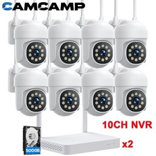 8 Pcs PTZ Cameras Wireless Security Camera System WiFi CCTV 24/7 Record 10CH NVR