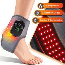 Red Light Therapy Cordless Ankle Massager 40PCS LED Beads Heated Pad 5Heat Level