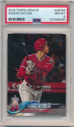SHOHEI OHTANI 2018 TOPPS UPDATE #US189 RC ROOKIE CARD ANGELS SP PSA 8 NM-MT