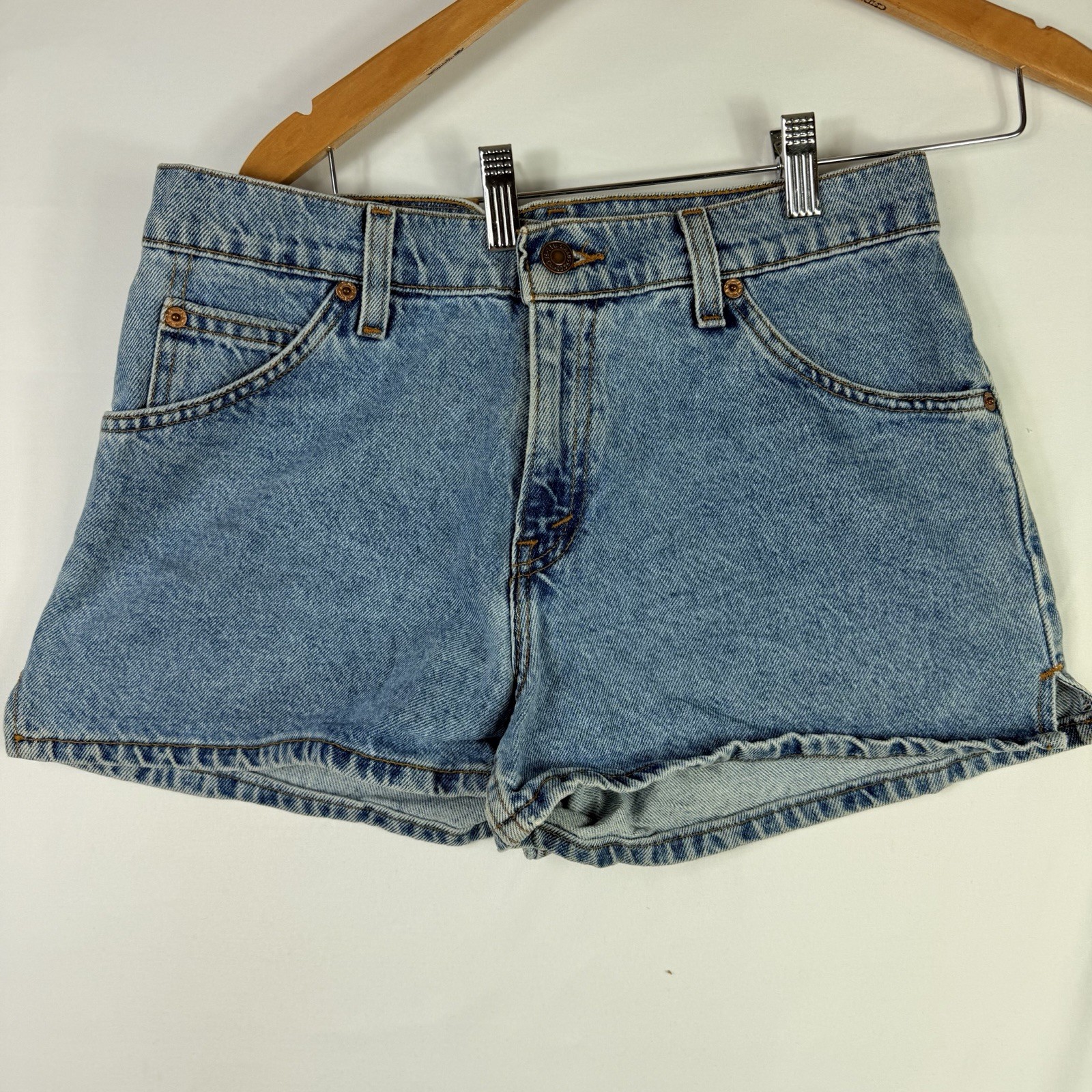 Levi's Cut Off Denim Shorts Y2K USA Distressed Mid Rise Womens Blue Size 30
