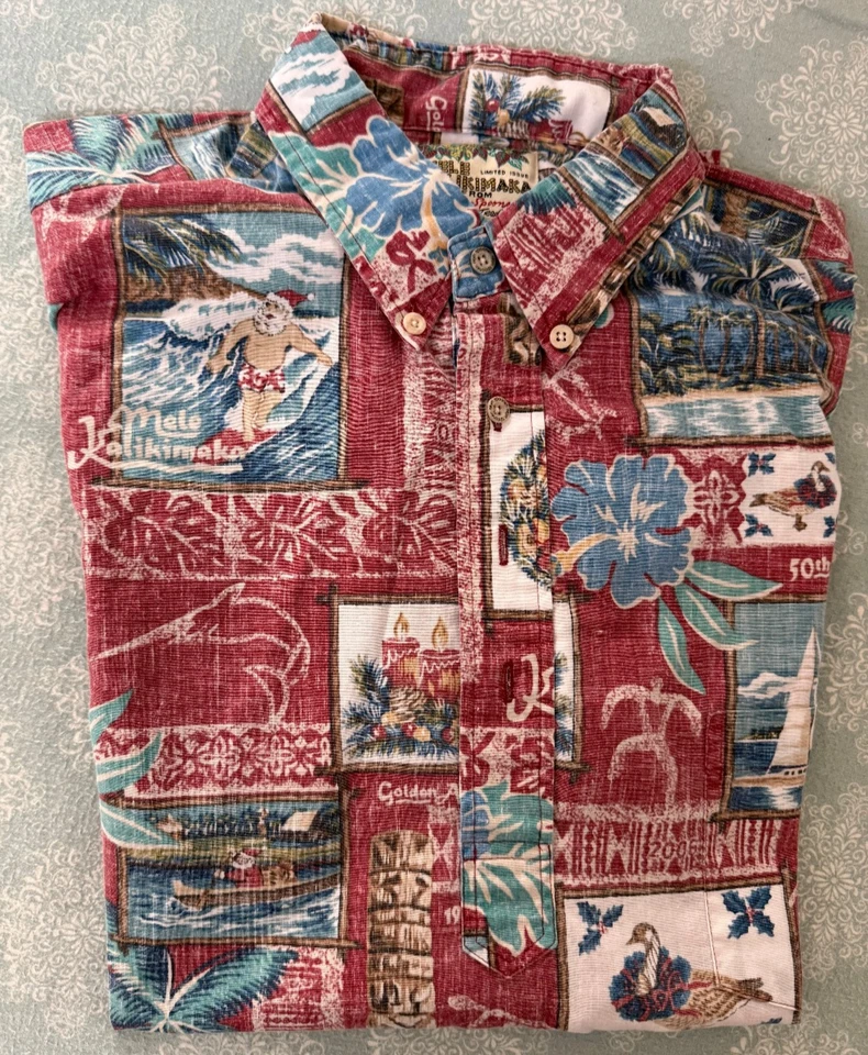 Reyn Spooner L Aloha Shirt 50th Anniversary Xmas Men Cotton Poly 60/40 - Image 2 of 4