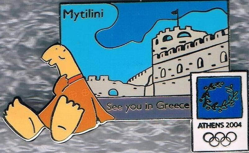 Rare 2004 Athens Mascot See You In Greece Mytilini Olympic Games Mark Pin
