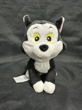Disney Store Pinocchio Baby Figaro Plush Stuffed Animal 7" High B W Cat Kitten