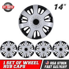 4 Pcs Sliver Black Lacquer 14 Hub Caps For Toyota Chevy Nissan Wheel Covers