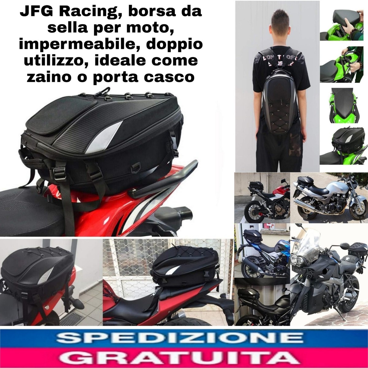 Borse Laterali In Pelle Per Moto – Set Da 2, Nere, Dimensioni 43x19x28 Cm, Con Fibbie A Sgancio Rapido E Strisce Riflettenti