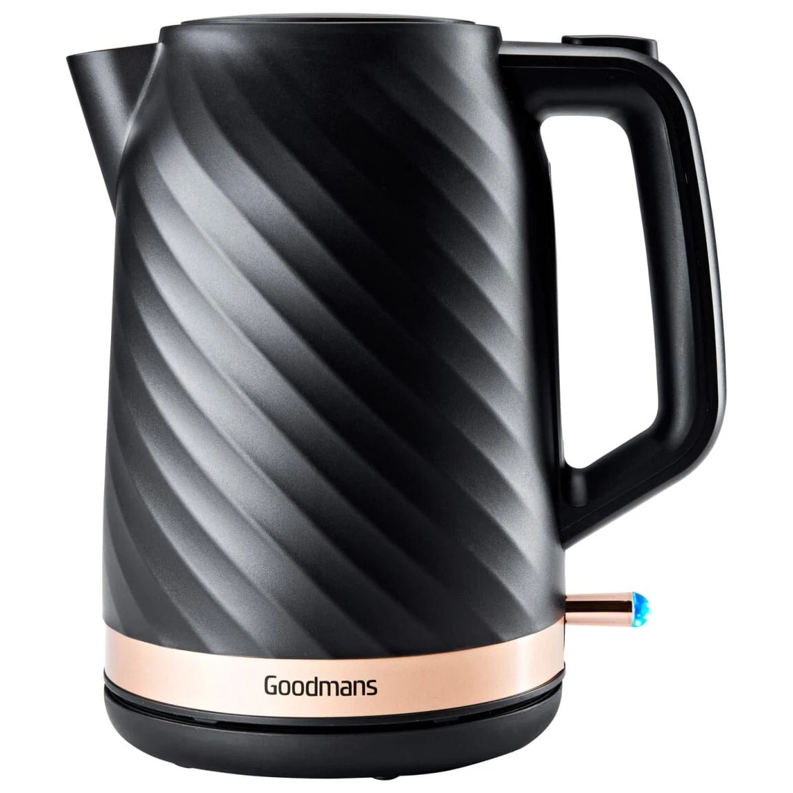 Goodmans Wave Black & Rose Gold Kettle 1.7L Illuminated Washable Filter 360°