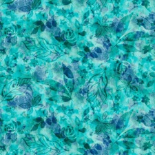 Botanics From P&B Textiles 108" Extra Wide Backing - Teal Leaves # 5290-T