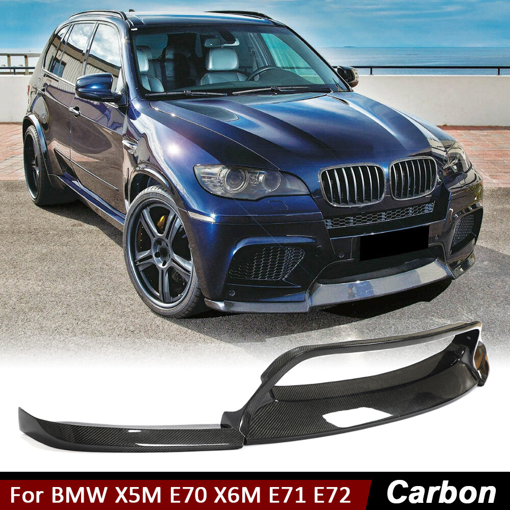 For BMW X5M E70 X6M E71 2010-14 REAL CARBON FIBER Front Bumper Lip Chin Spoiler
