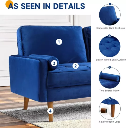 2 Sitzer Sofa Loveseat Kleine Sofa mit 2 Kissen und Armlehnen Sofa Set Loungsofa - Bild 32 von 42