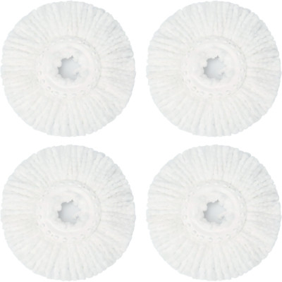 4 Pack 360° Spin Mop Replacement Head, Round Shape Standard Size Microfiber