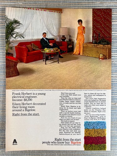Bigelow Acrilan Deep Pile Carpet MCM Home New York 1968 Vintage Print Ad