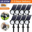 2-8 Pack Solar 54-LED Flood Lamp Spotlights Outdoor Garden Wall Landscape Lights