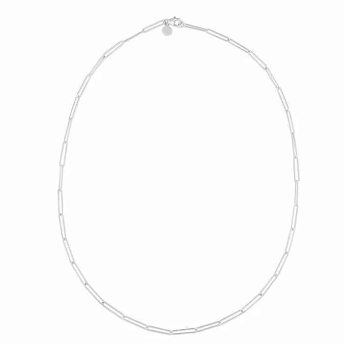 18k White Gold Solid PAPERCLIP Link Chain Necklace 18 Inch 2.3 grams 1.5MM
