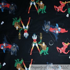 BonEful FABRIC FQ Cotton Quilt Black Wonder Woman Green Lantern Batman Superman