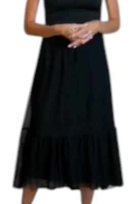 G by Giuliana Women's Black Label Swiss Dot Tulle HiLow Hem Skirt