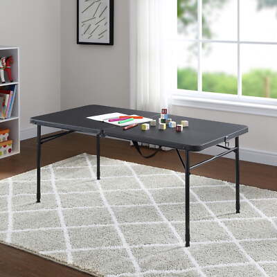 New Mainstays Foot Fold-in-Half Adjustable Folding Table, Rich