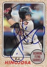 C.J. HINOJOSA RICHMOND FLYING SQUIRRELS SIGNED 2017 CARD BREWERS TEXAS LONGHORNS