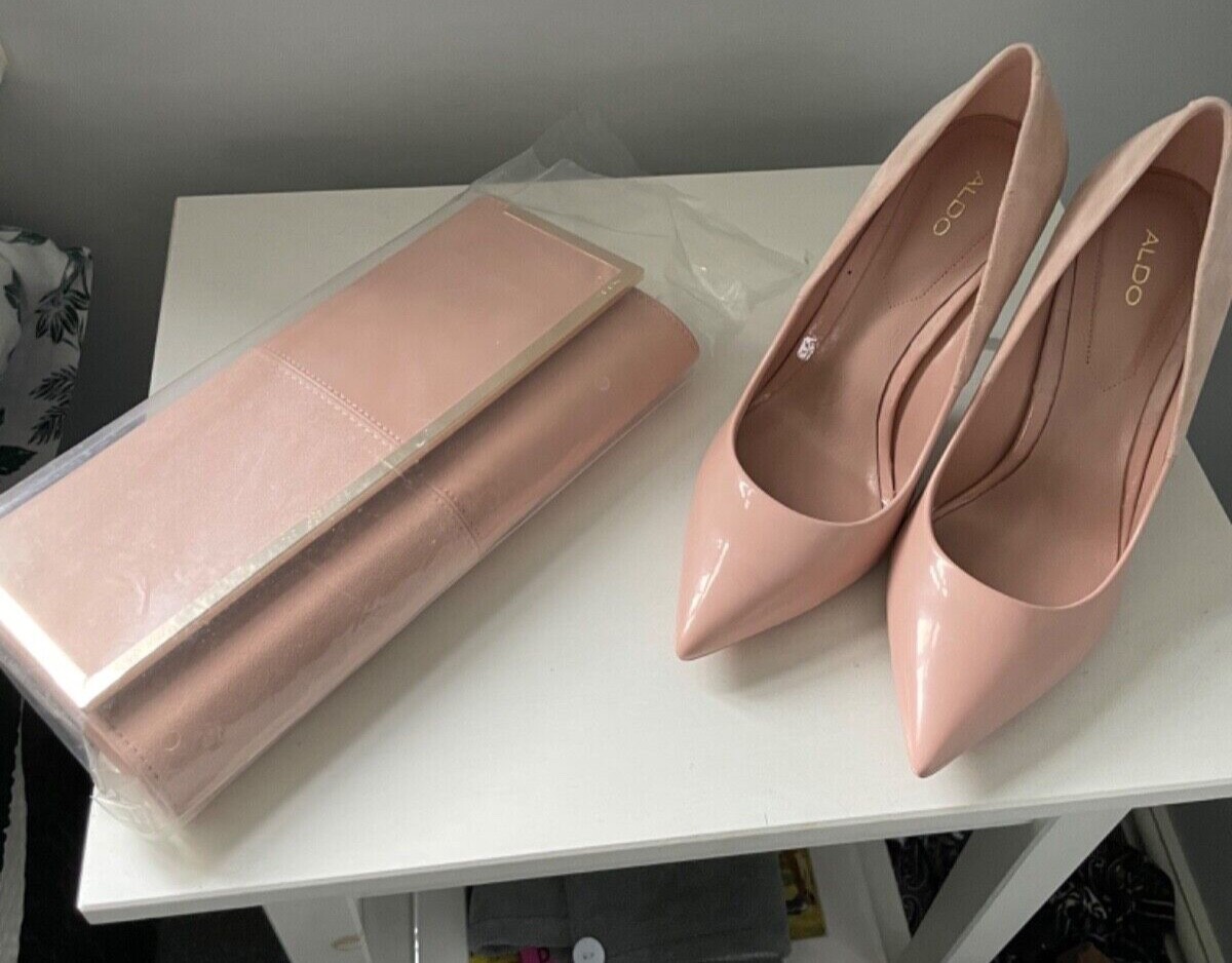 Aldo Stessy Shoes Clutch Bag 56 UK7 light pink suede/leather