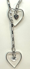Set Necklace  Earrings Silver Tone Open Hearts w/Love Heart Inside. 28" Ear 2"